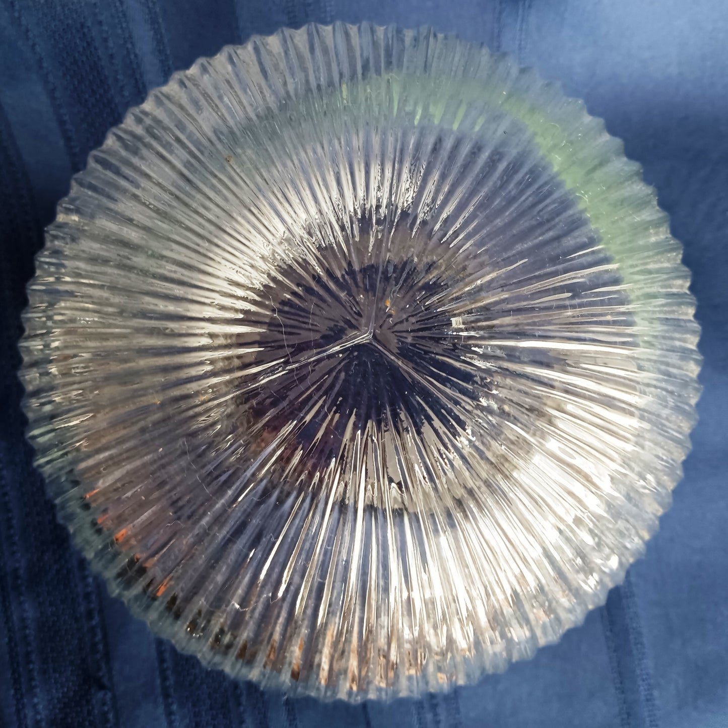 VTG Clear Glass Lampshade Ribbed Holophane Style Flush Mount Ceiling Fan Sconce Replacement Globe Medium Size Cover Light 3.25" Fitter-NOS