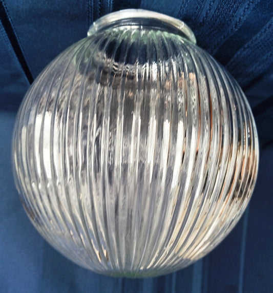 VTG Clear Glass Lampshade Ribbed Holophane Style Flush Mount Ceiling Fan Sconce Replacement Globe Medium Size Cover Light 3.25" Fitter-NOS