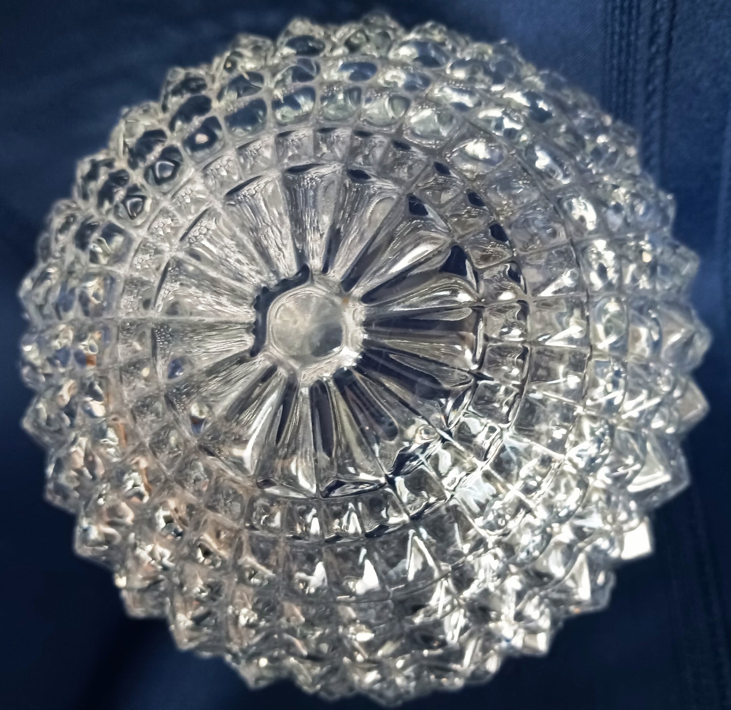 Vintage Clear Pressed Glass Small Globe Diamond Square Point Cut Knobby Design Ceiling Wall Porch Light Fixture Lampshade 3.25 inches Fitter-NOS