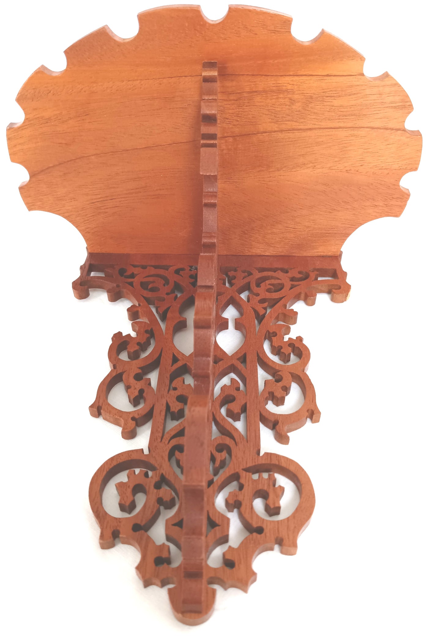 Vintage Victorian Fretwork Cherry Wood Carved Wooden Wall Shelf Scroll Saw Art Small Items Display