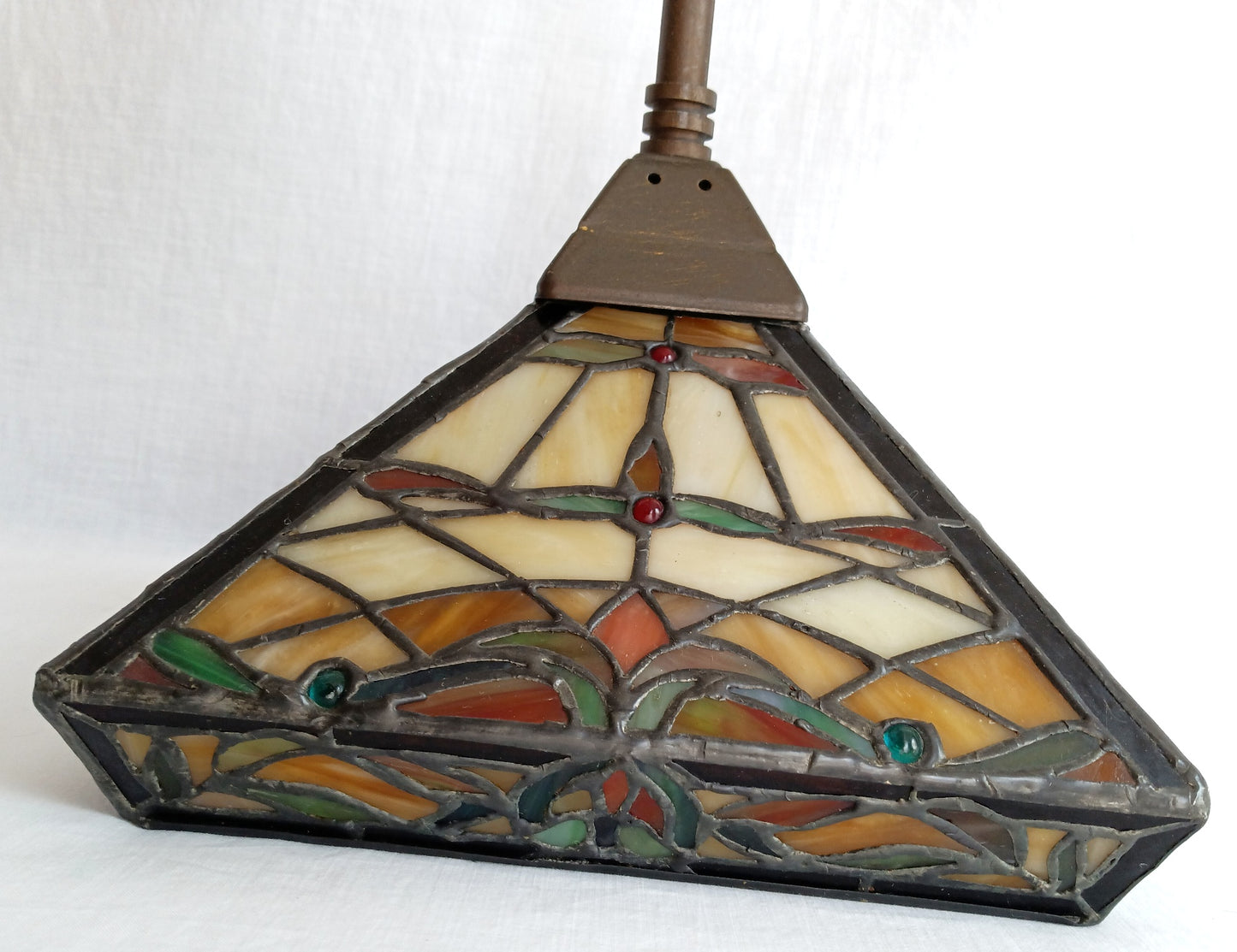 Vintage Mini Pendant Kichler K-65129 Tiffany Style-Stained Glass Slag Lampshade Canopy Retro Ceiling Hanging Lamp Fixture 26” Tall
