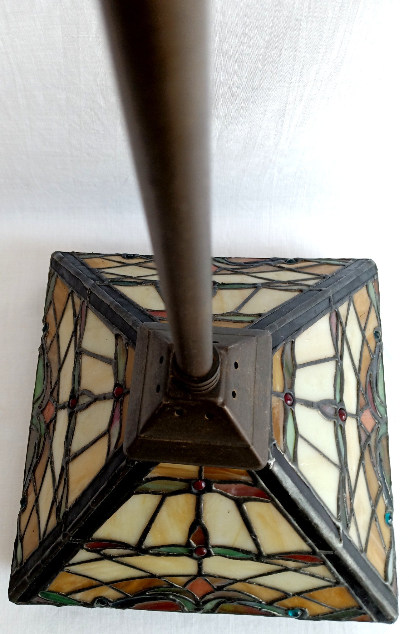 Vintage Mini Pendant Kichler K-65129 Tiffany Style-Stained Glass Slag Lampshade Canopy Retro Ceiling Hanging Lamp Fixture 26” Tall
