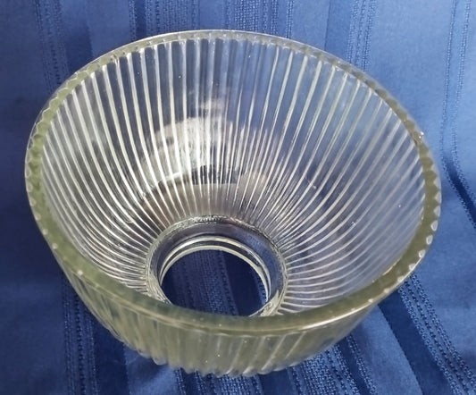 Vintage Heavy Clear Glass Light Shade Holophane Style Ribbed Small Diffuser Ceiling Fan Dome Shape Replacement Globe Cover Light 3.25" Fitter