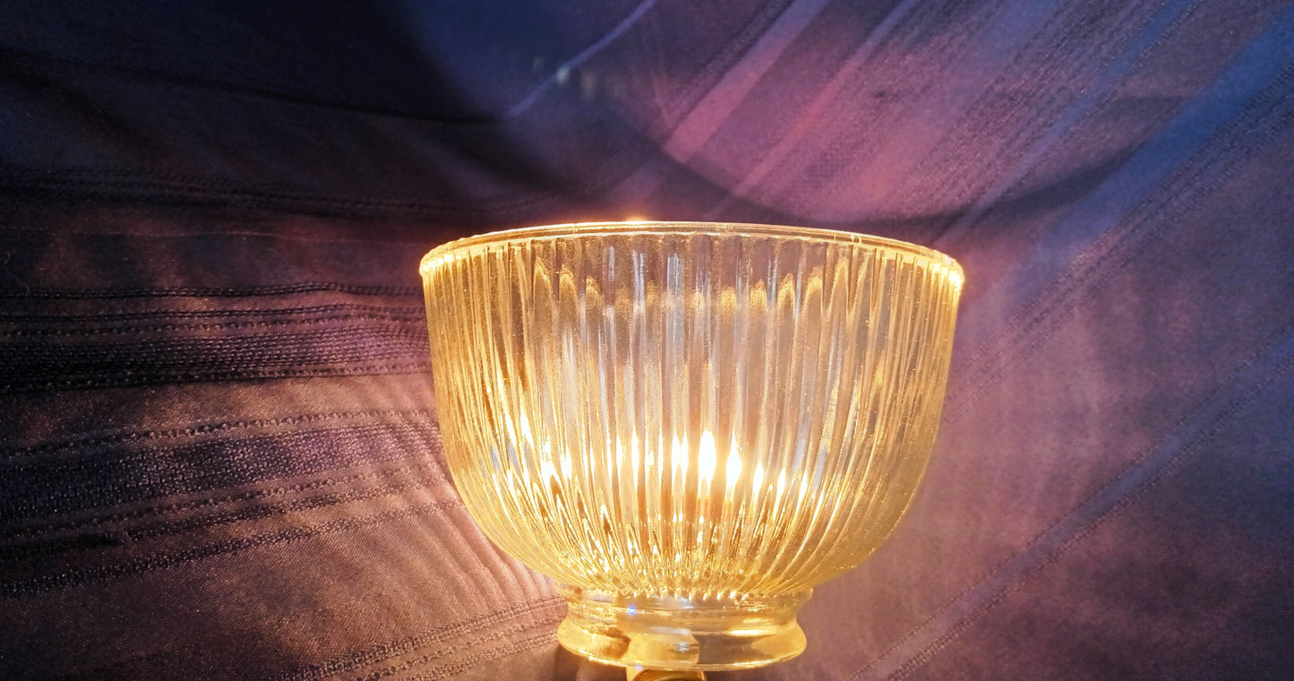 Vintage Heavy Clear Glass Light Shade Holophane Style Ribbed Small Diffuser Ceiling Fan Dome Shape Replacement Globe Cover Light 3.25" Fitter