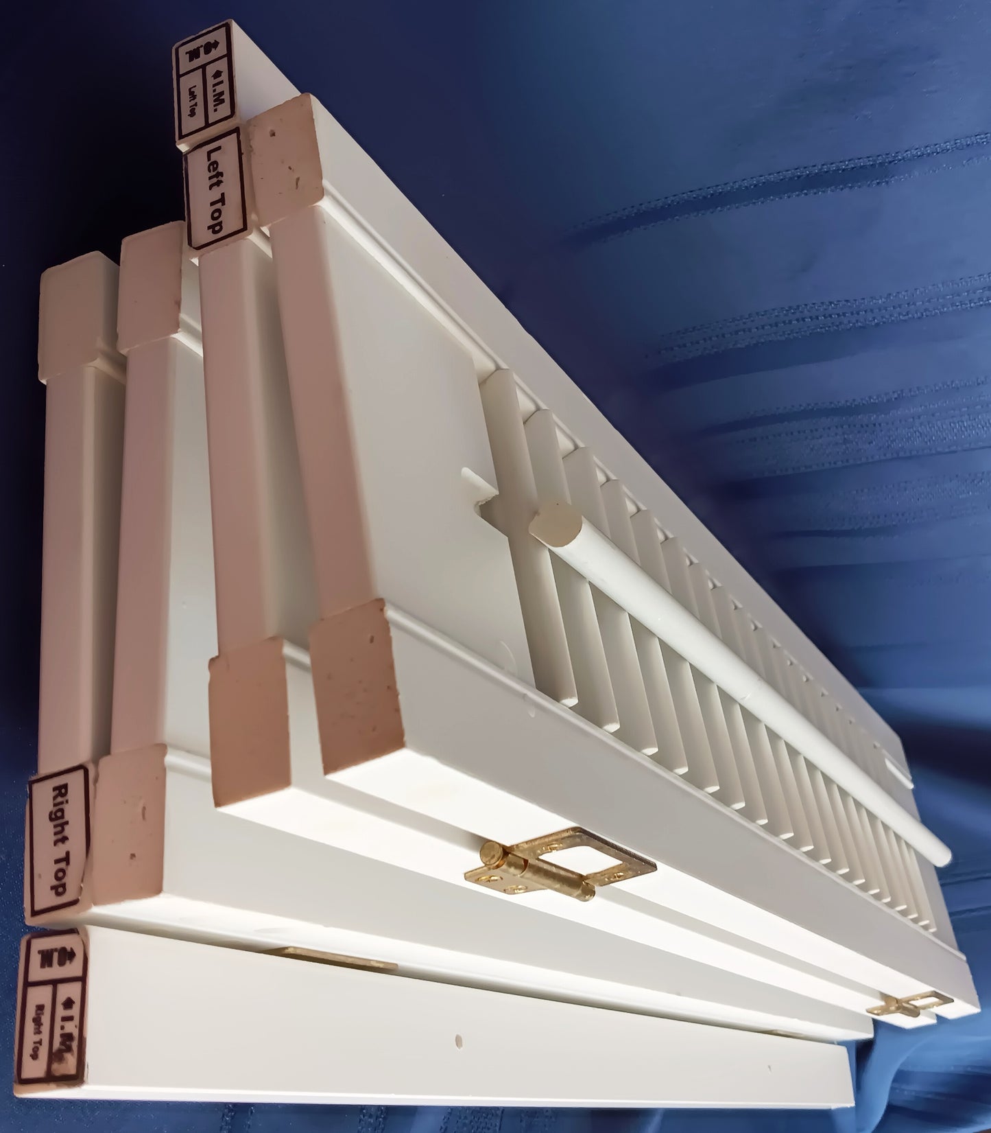 Vintage Plantation Style White Pair Shutters Bi-fold Panels Connected Hinges Interior Louvered Window Faux Wood 26 1/2" W x 24" H-NOS