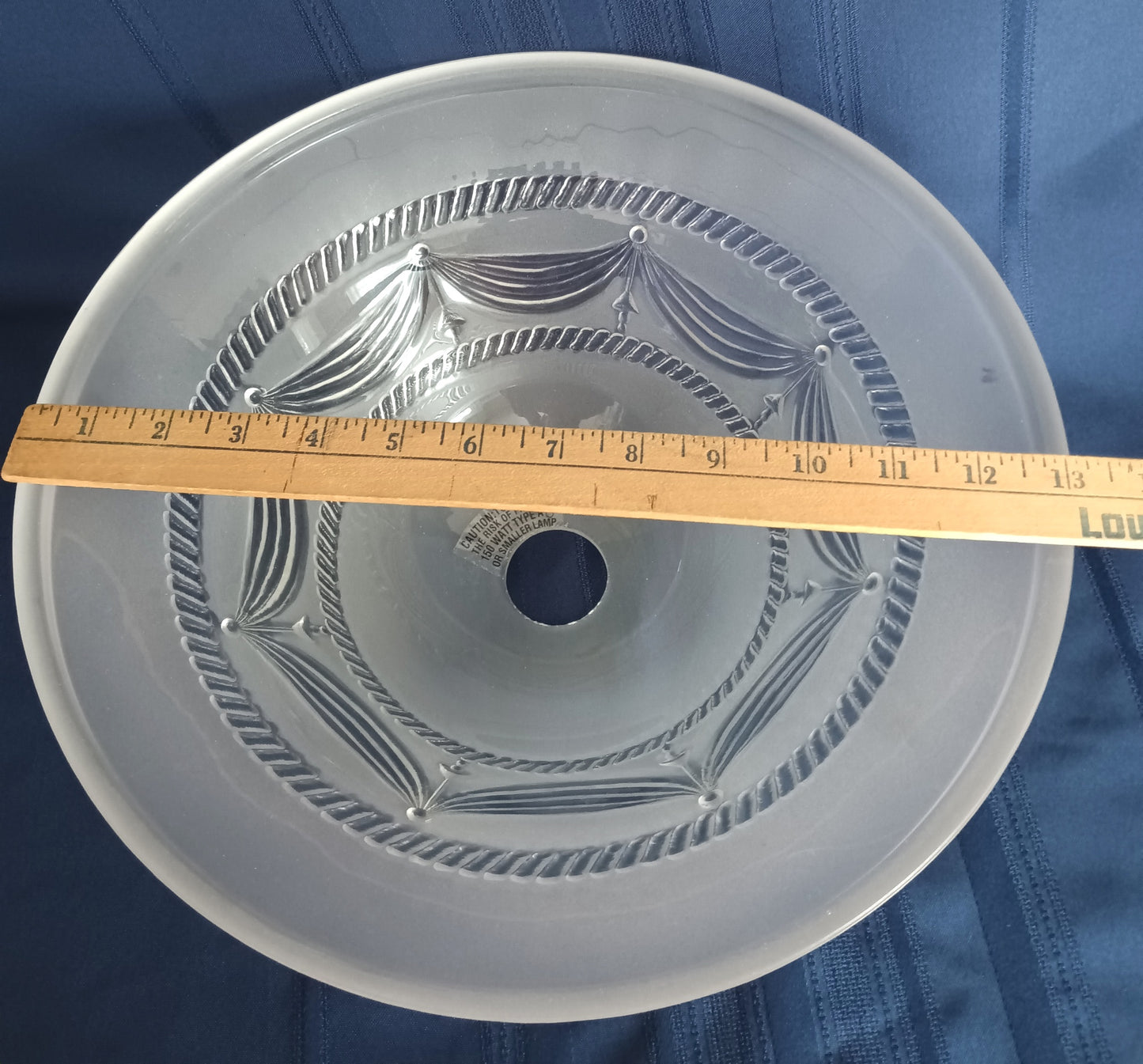 Vintage Torchiere Lampshade Victorian Style Frosted Clear Embossed Swag Motif Glass Ceiling Fixture Pendant Replacement Globe Shade 13” D