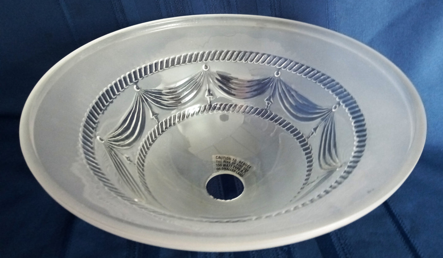 Vintage Torchiere Lampshade Victorian Style Frosted Clear Embossed Swag Motif Glass Ceiling Fixture Pendant Replacement Globe Shade 13” D
