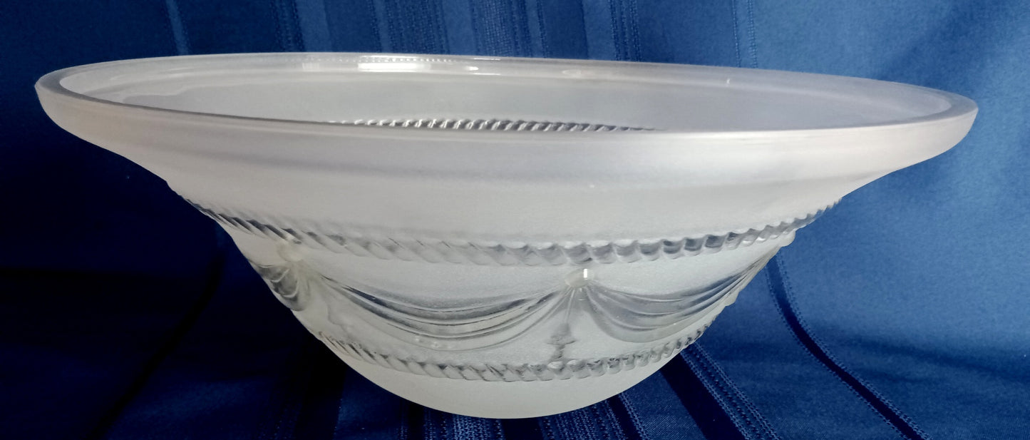 Vintage Torchiere Lampshade Victorian Style Frosted Clear Embossed Swag Motif Glass Ceiling Fixture Pendant Replacement Globe Shade 13” D