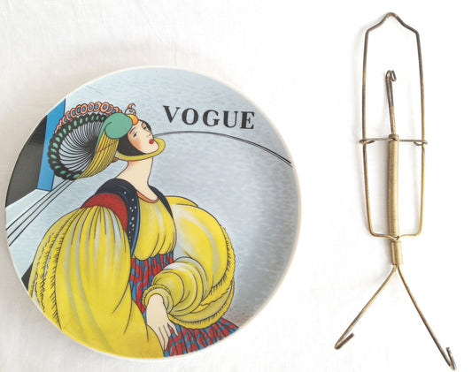 Vintage Art Deco Decorative Porcelain Plate Made by Seymour Mann Vogue Illustration Plate w/Metal Wall Hanger