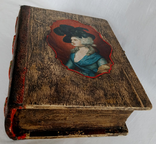 Vintage Antique Security Secret Storage Diversion Fake Hidden Decorative Distressed Book Hollow Wooden Box Safe-Germany