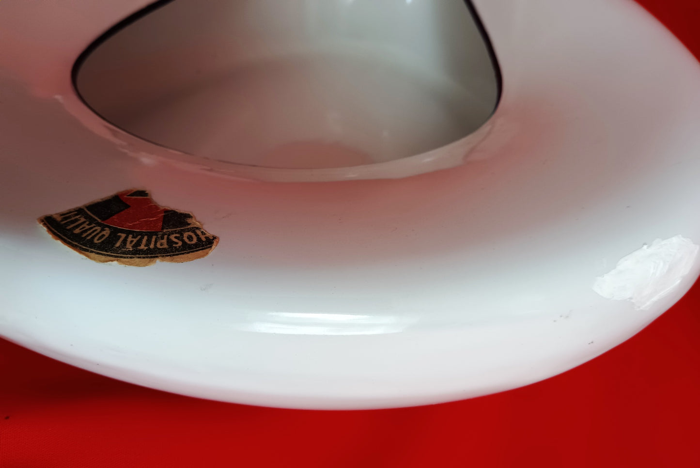 Vintage Mid Century Porcelain Enameled Steel Hospital Standard Bedpan Medical Artifacts Collection Enamelware - NOS