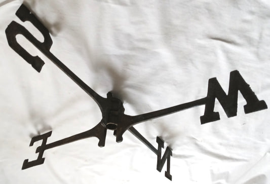 Vintage Cast Metal Weathervane Directional Arms N-S E-W Yard Barn Garage Home Roof Mounting Wind Vane Rustic Wall Decor