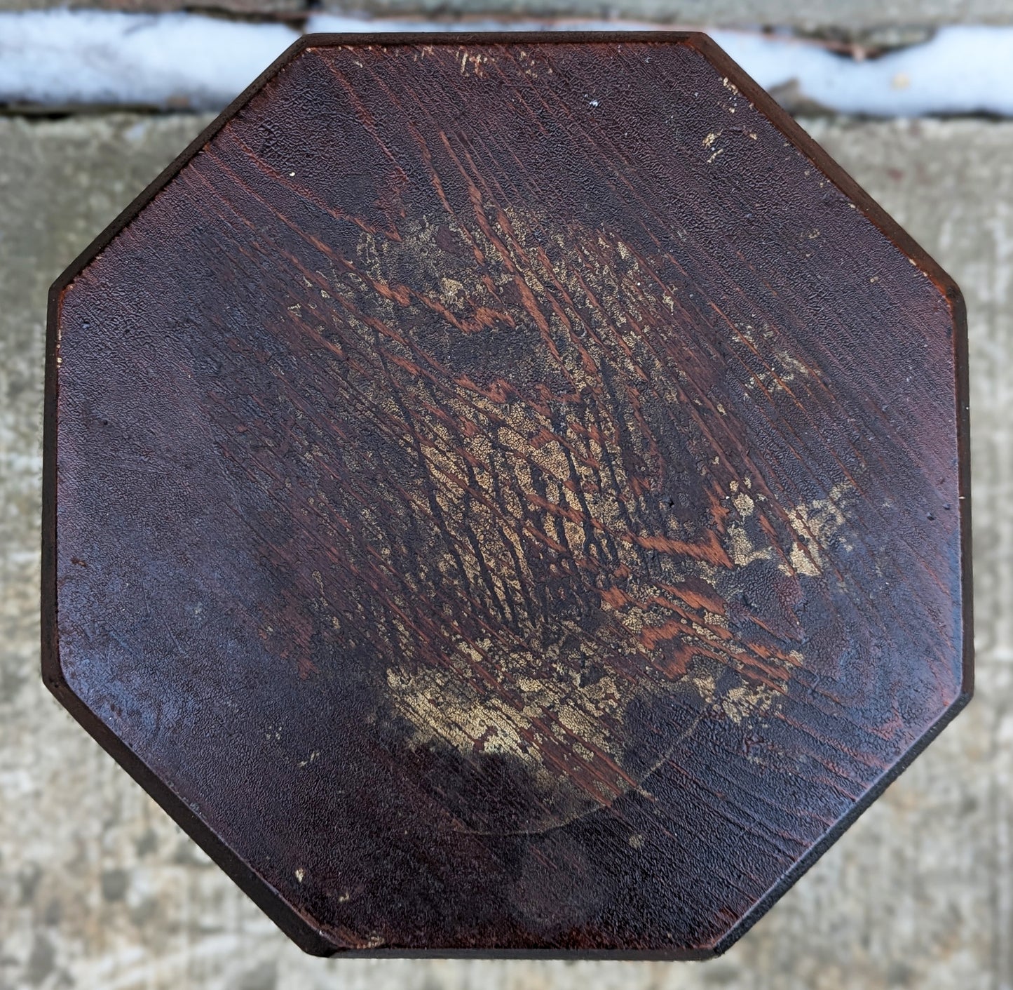 Antique Vintage Old Solid Cypress Wood Wooden Octagon Octagonal Lamp End Side Accent Table Plant Stand Stool Arts & Crafts Mission Style