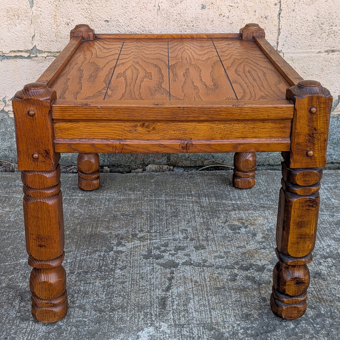 Vintage Solid Salvaged Reclaimed Wood Wooden Oak Side End Accent Lamp Sofa Shelf Coffee Table