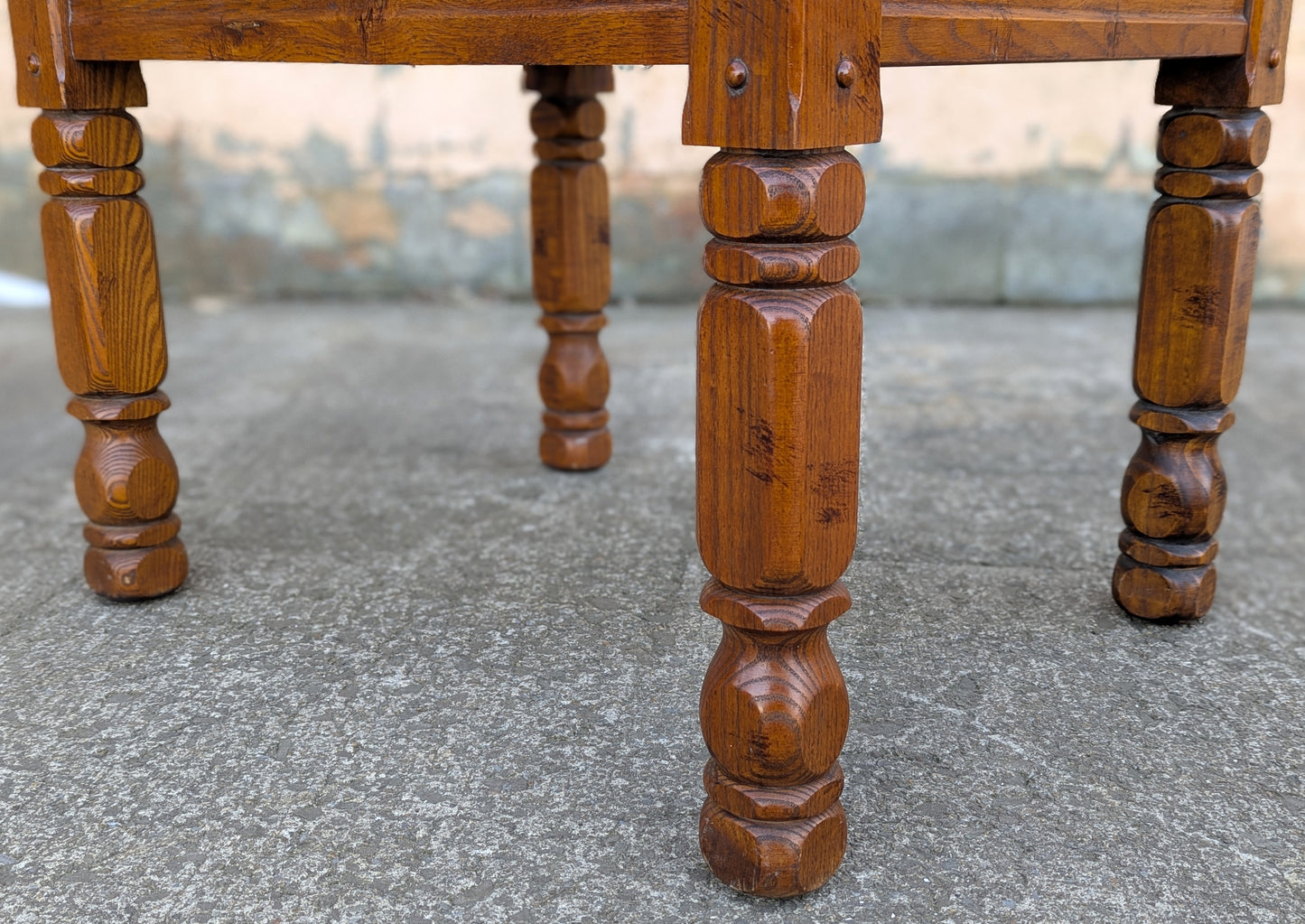 Vintage Solid Salvaged Reclaimed Wood Wooden Oak Side End Accent Lamp Sofa Shelf Coffee Table