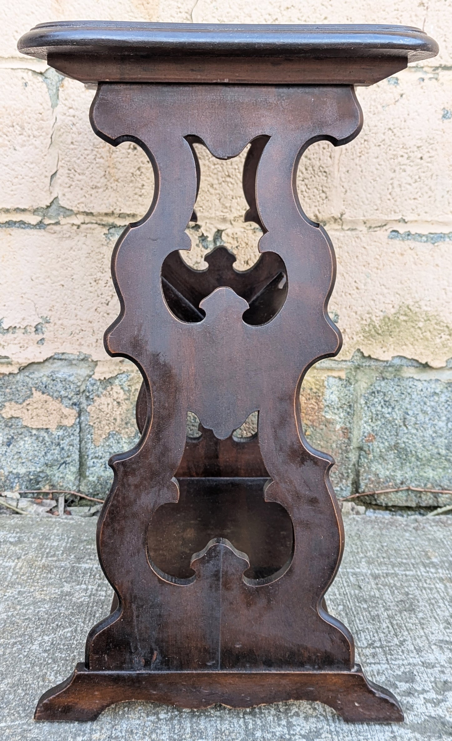 Antique Vintage Victorian Old Reclaimed Salvaged SOLID Walnut Wood Wooden Carved Side End Hall Accent Sofa Serpentine Gothic Table Stand