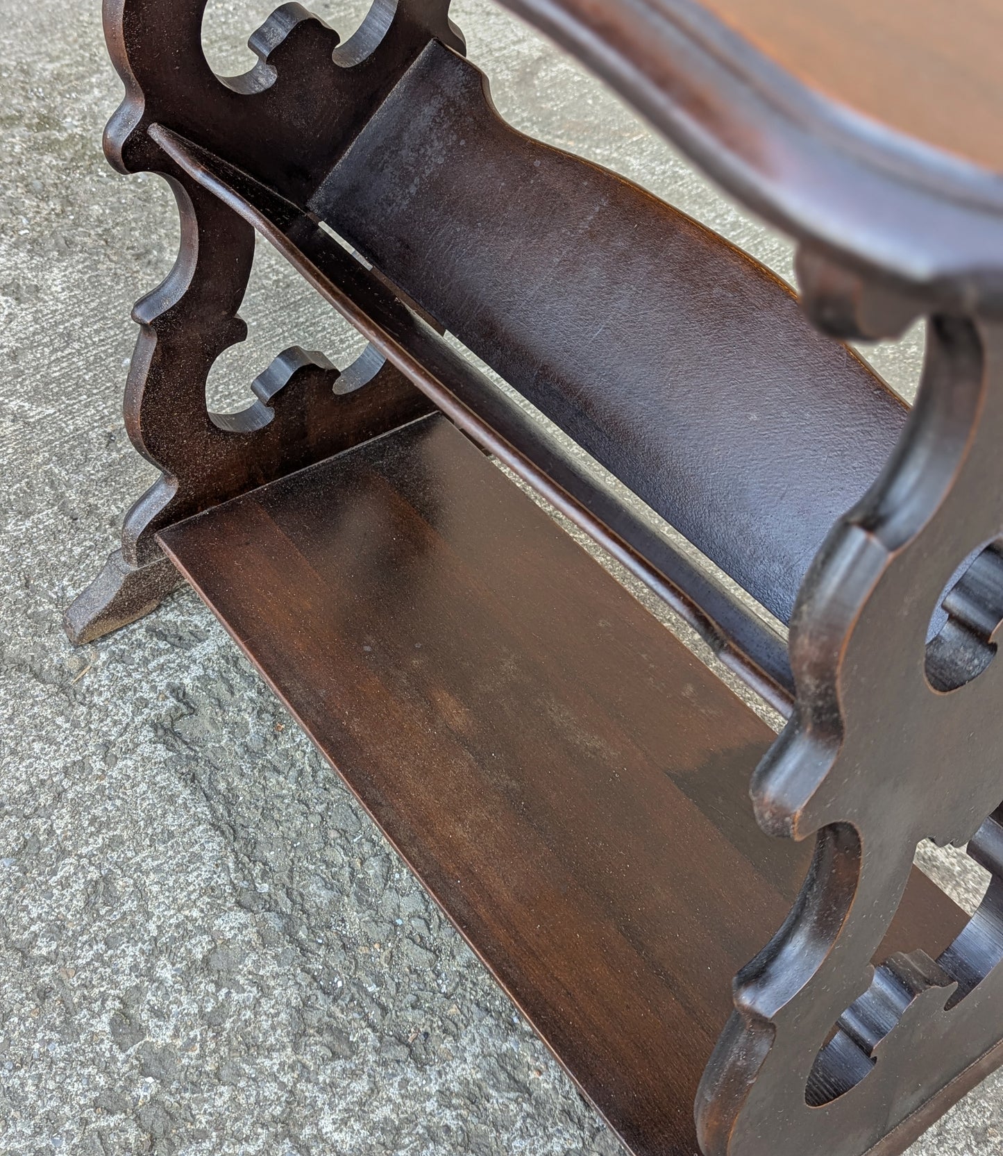 Antique Vintage Victorian Old Reclaimed Salvaged SOLID Walnut Wood Wooden Carved Side End Hall Accent Sofa Serpentine Gothic Table Stand