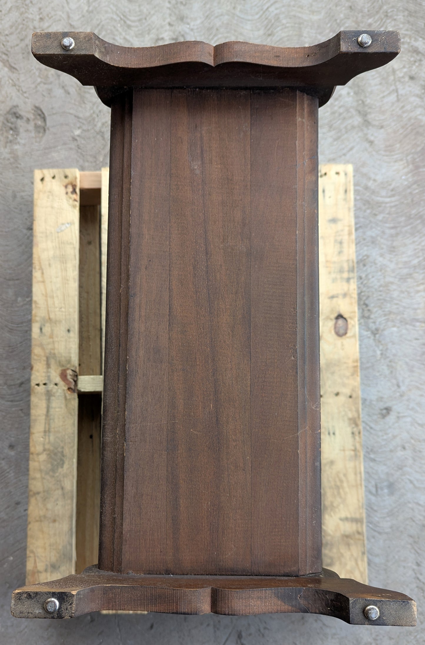 Antique Vintage Victorian Old Reclaimed Salvaged SOLID Walnut Wood Wooden Carved Side End Hall Accent Sofa Serpentine Gothic Table Stand