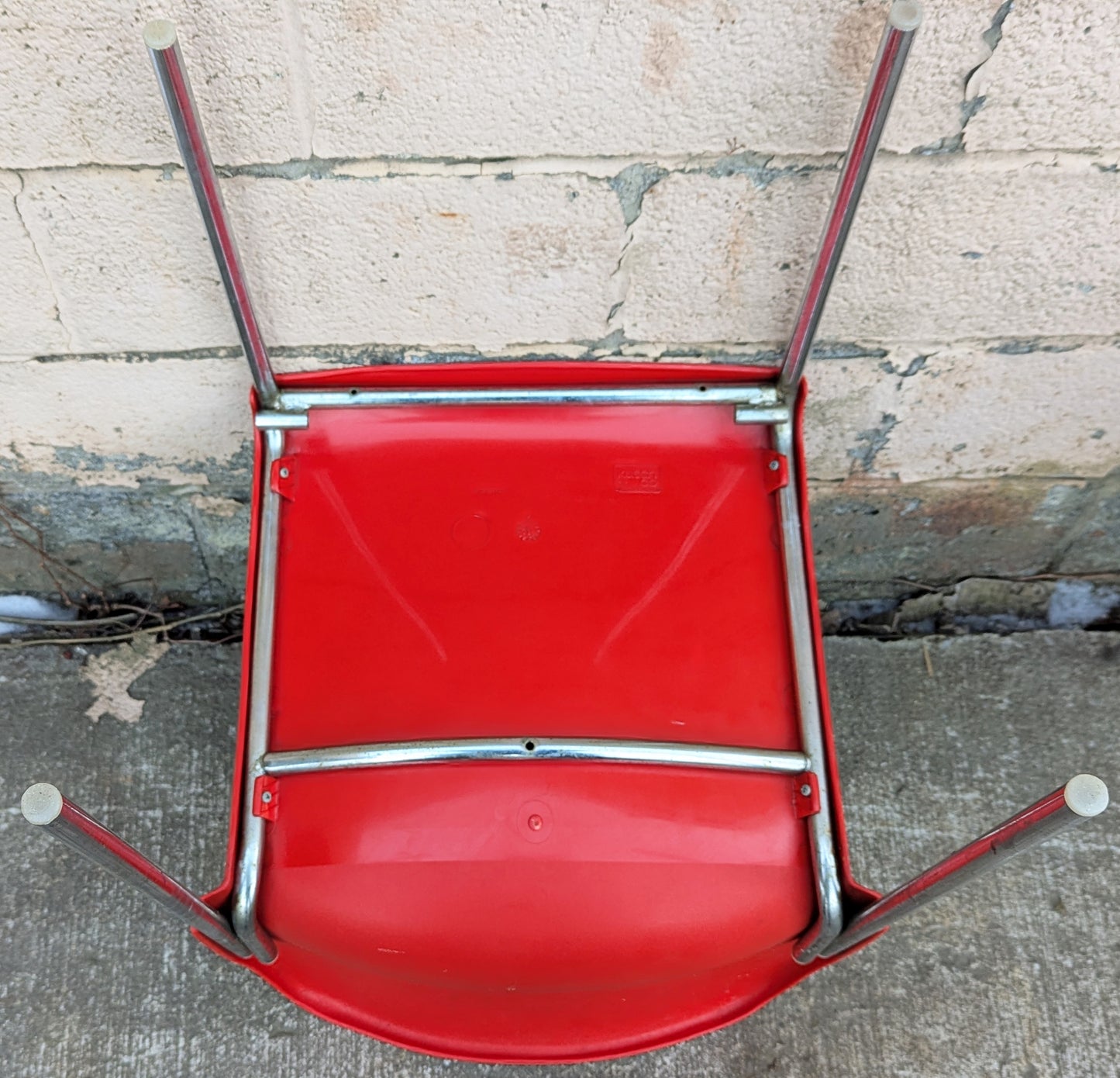 Pair of Vintage Old 1980's Kusch+ Co. Red Stackable Lounge Lobby Office School Seat Chairs