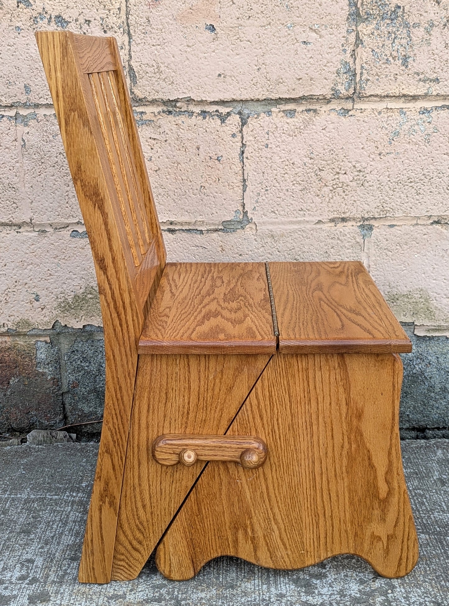 Antique Vintage Old Reclaimed Salvaged Handmade SOLID Oak Wood Wooden Side Accent Stand Step Stool Foot Chair