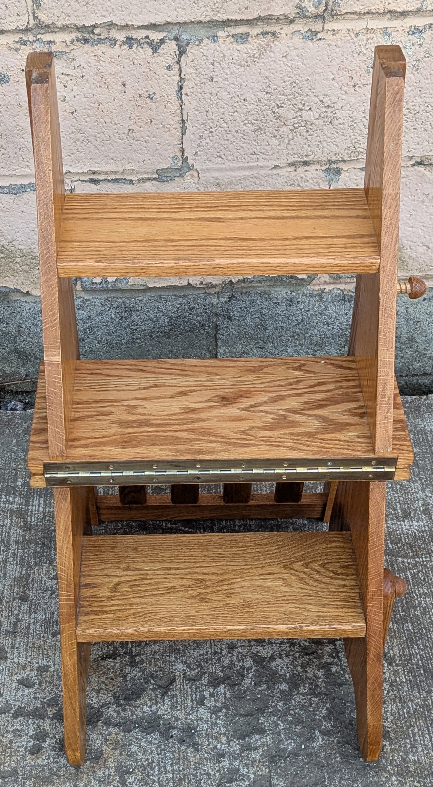 Antique Vintage Old Reclaimed Salvaged Handmade SOLID Oak Wood Wooden Side Accent Stand Step Stool Foot Chair