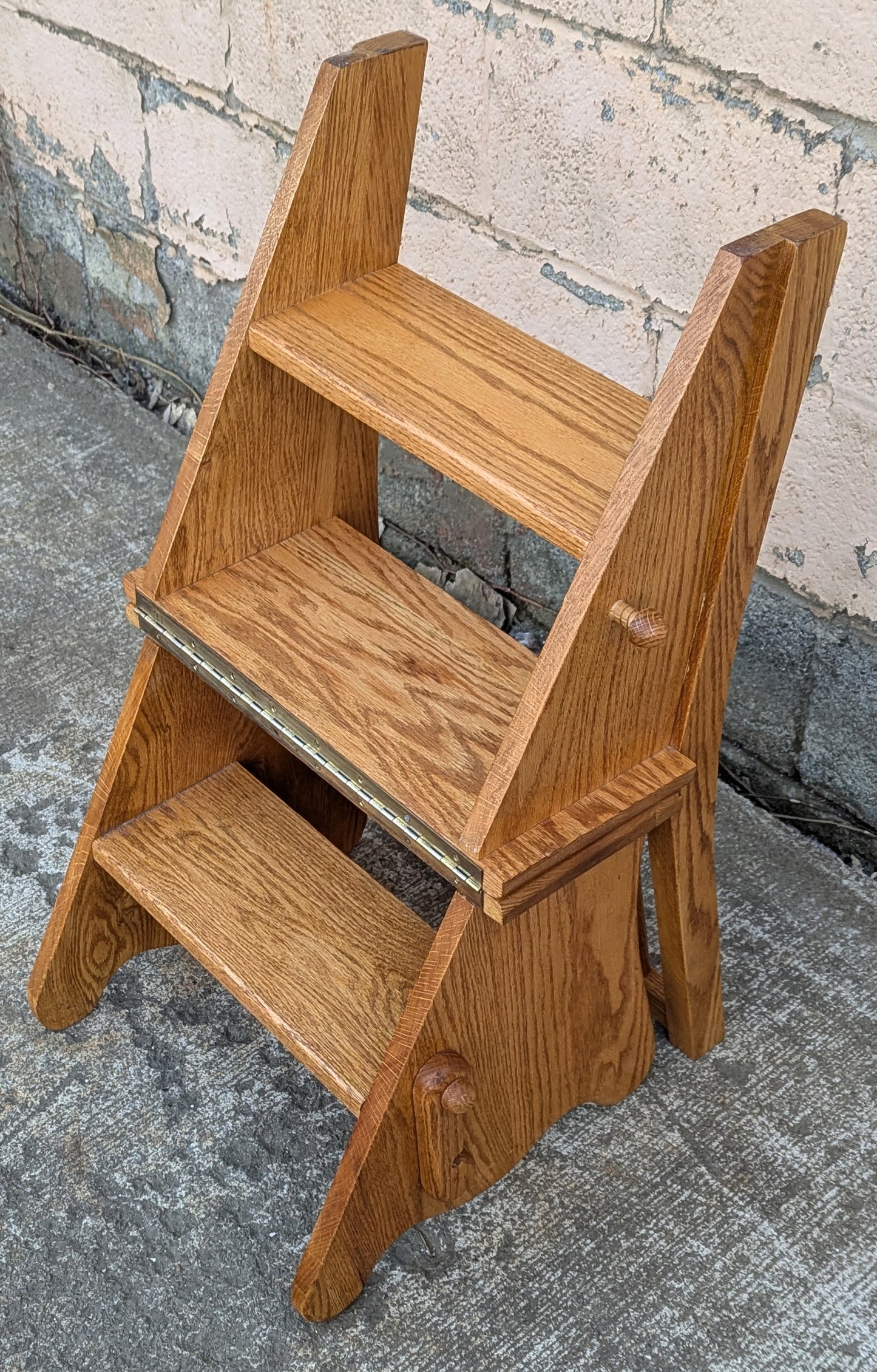 Antique Vintage Old Reclaimed Salvaged Handmade SOLID Oak Wood Wooden Side Accent Stand Step Stool Foot Chair