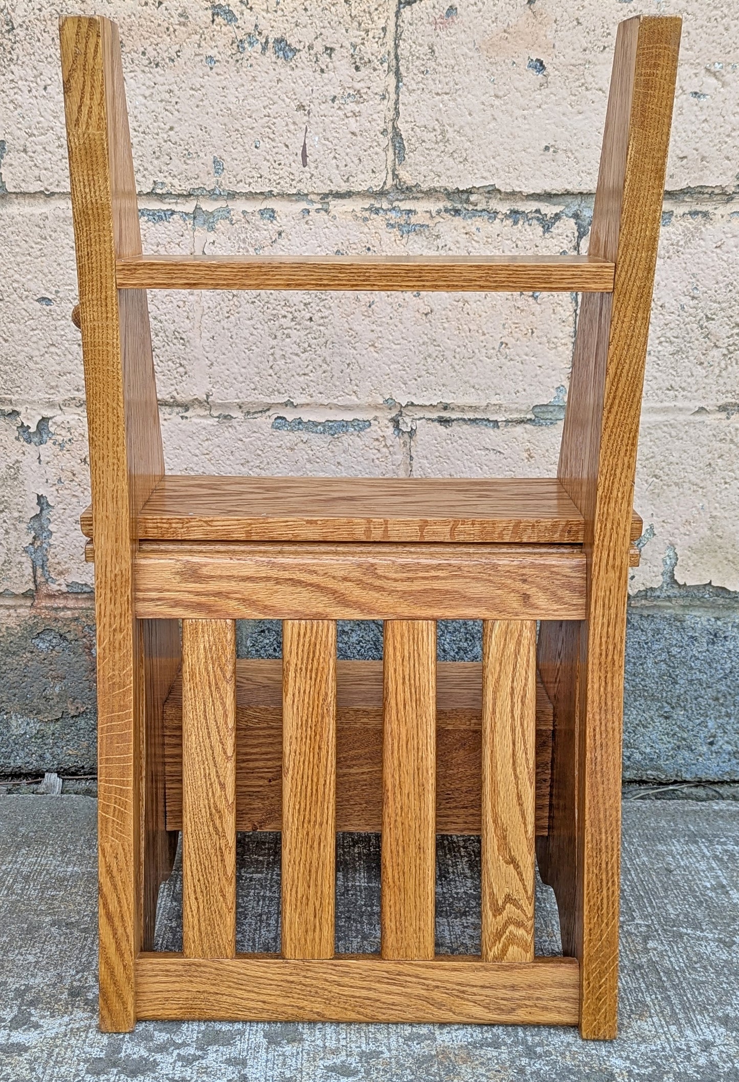 Antique Vintage Old Reclaimed Salvaged Handmade SOLID Oak Wood Wooden Side Accent Stand Step Stool Foot Chair