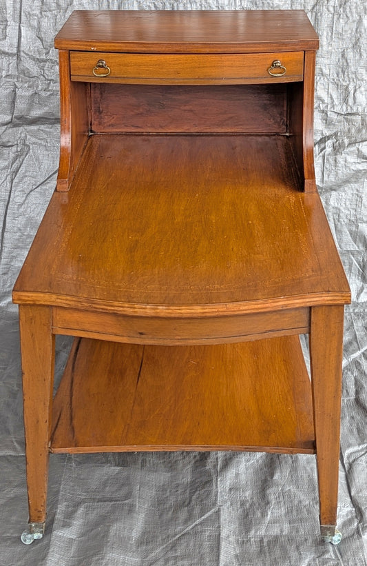 Vintage Antique Old Mid Century Modern Solid HARDWOOD Wood Wooden Mahogany Side End Accent Lamp Table Shelf Nightstand Night Stand