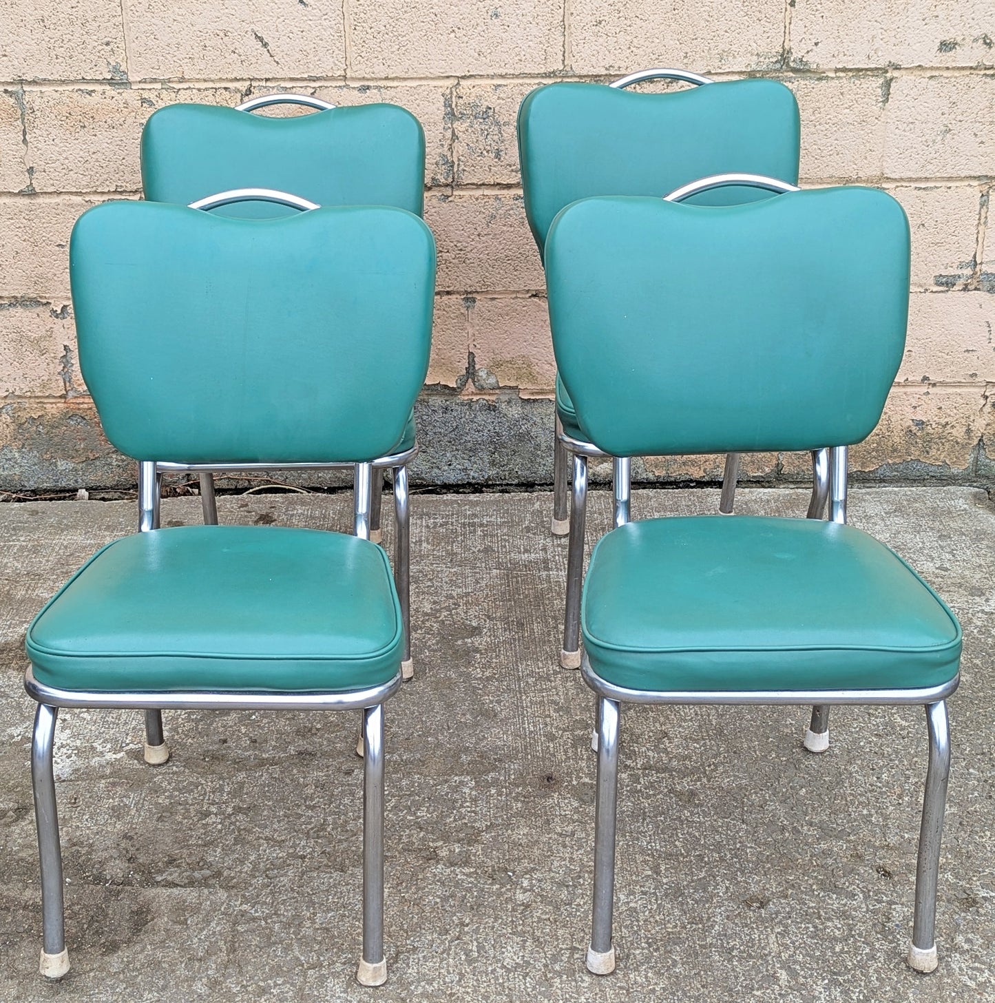 Vintage Antique Old Reclaimed Salvaged Mid-Century Modern Diner "Stoneville Furniture Co." Dining Set Chairs Table