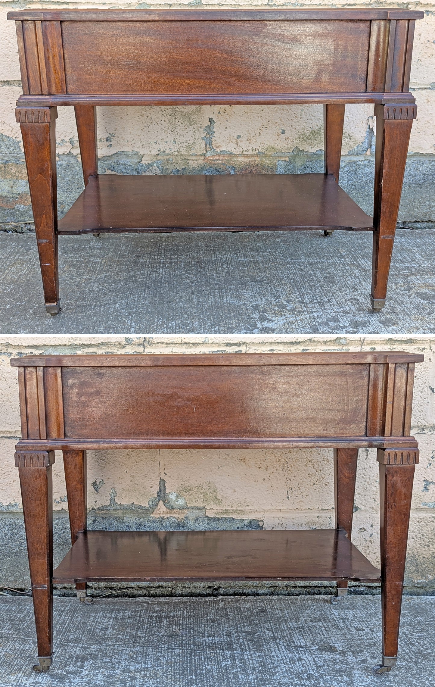 Pair Vintage Antique Old Reclaimed Salvaged SOLID Hard Wood Wooden Leather Top Drawer End Side Bed Table Nightstand Nightshelf Stand