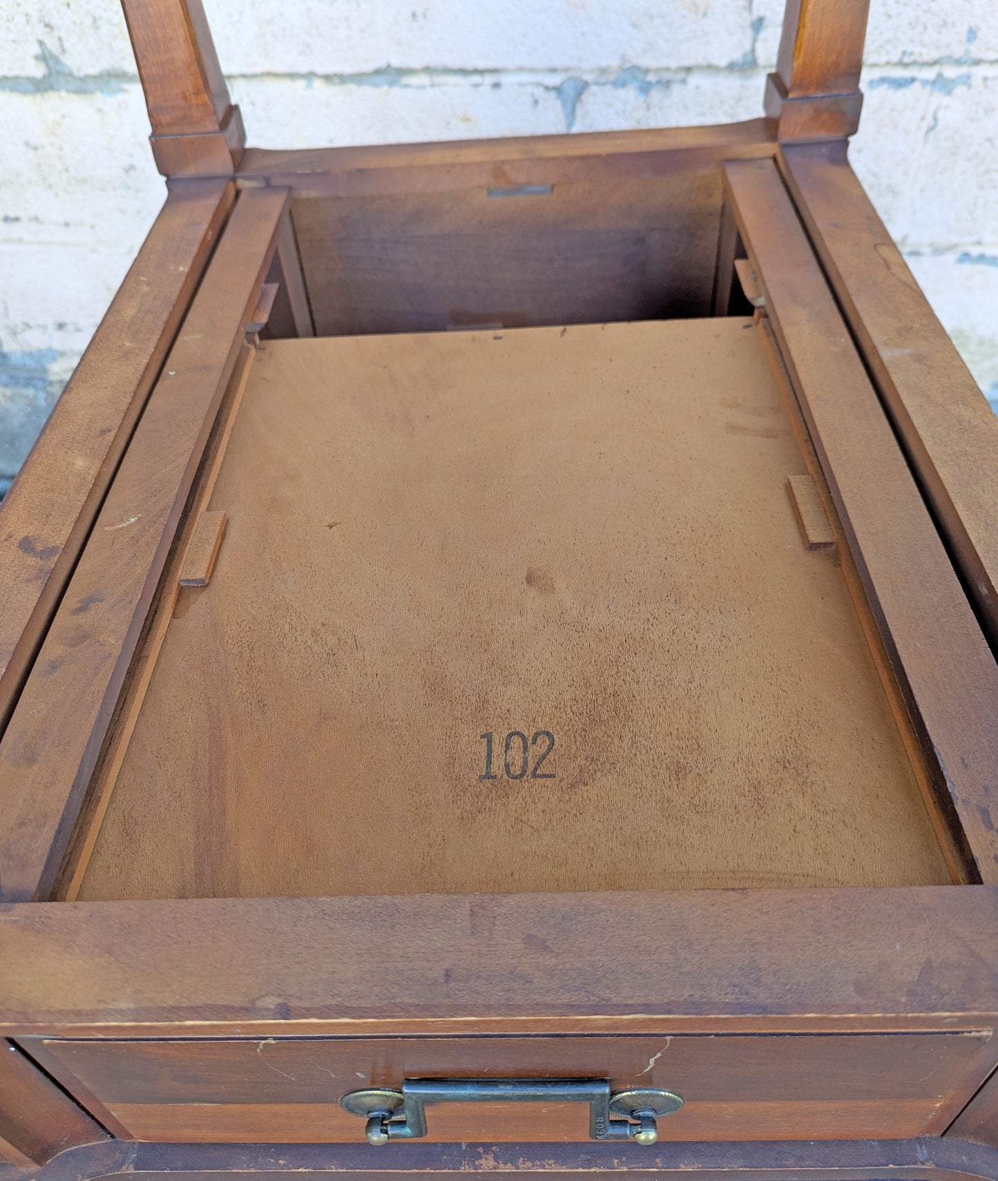 Pair Vintage Antique Old Reclaimed Salvaged SOLID Hard Wood Wooden Leather Top Drawer End Side Bed Table Nightstand Nightshelf Stand