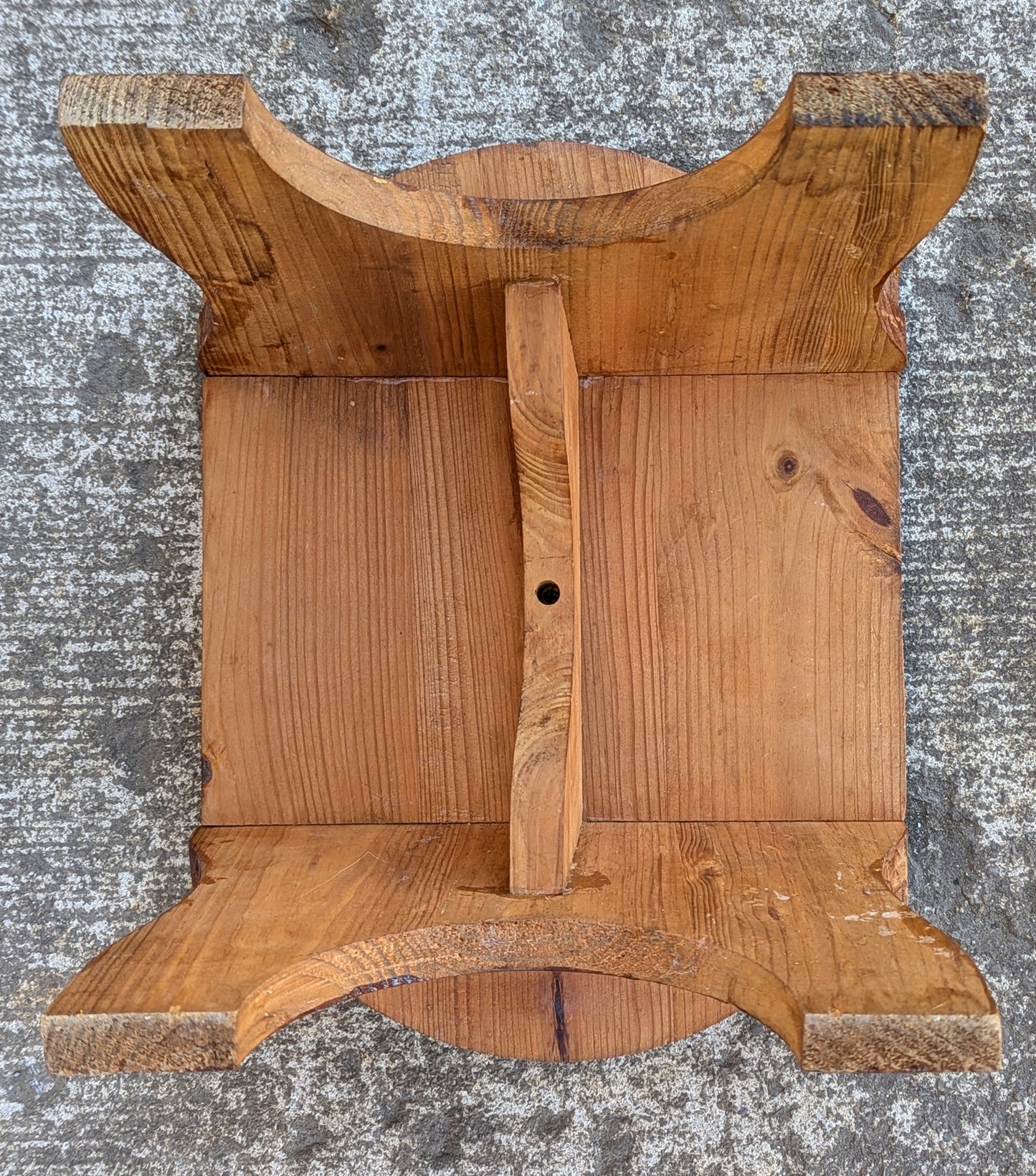 Small Vintage Antique Old Solid Wood Wooden Rectangular Table Foot Step Stool Plant Stand Side Accent Chair Seat Hand Painted Cow