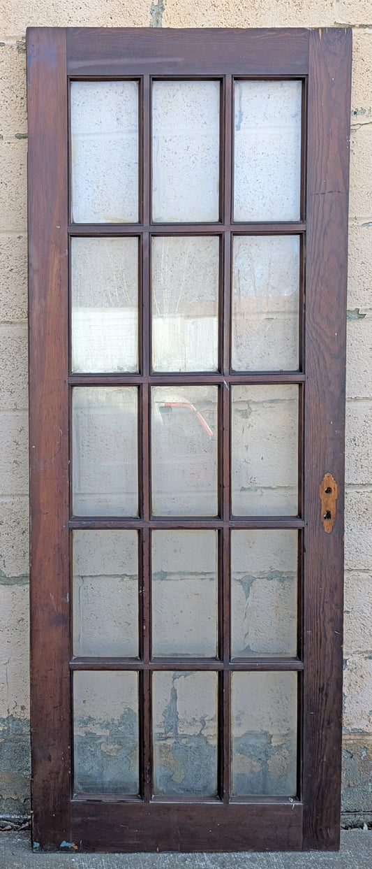 29"x76" Antique Vintage Old Reclaimed Salvaged Wood Wooden Exterior French Door Window Glass Lite Pane