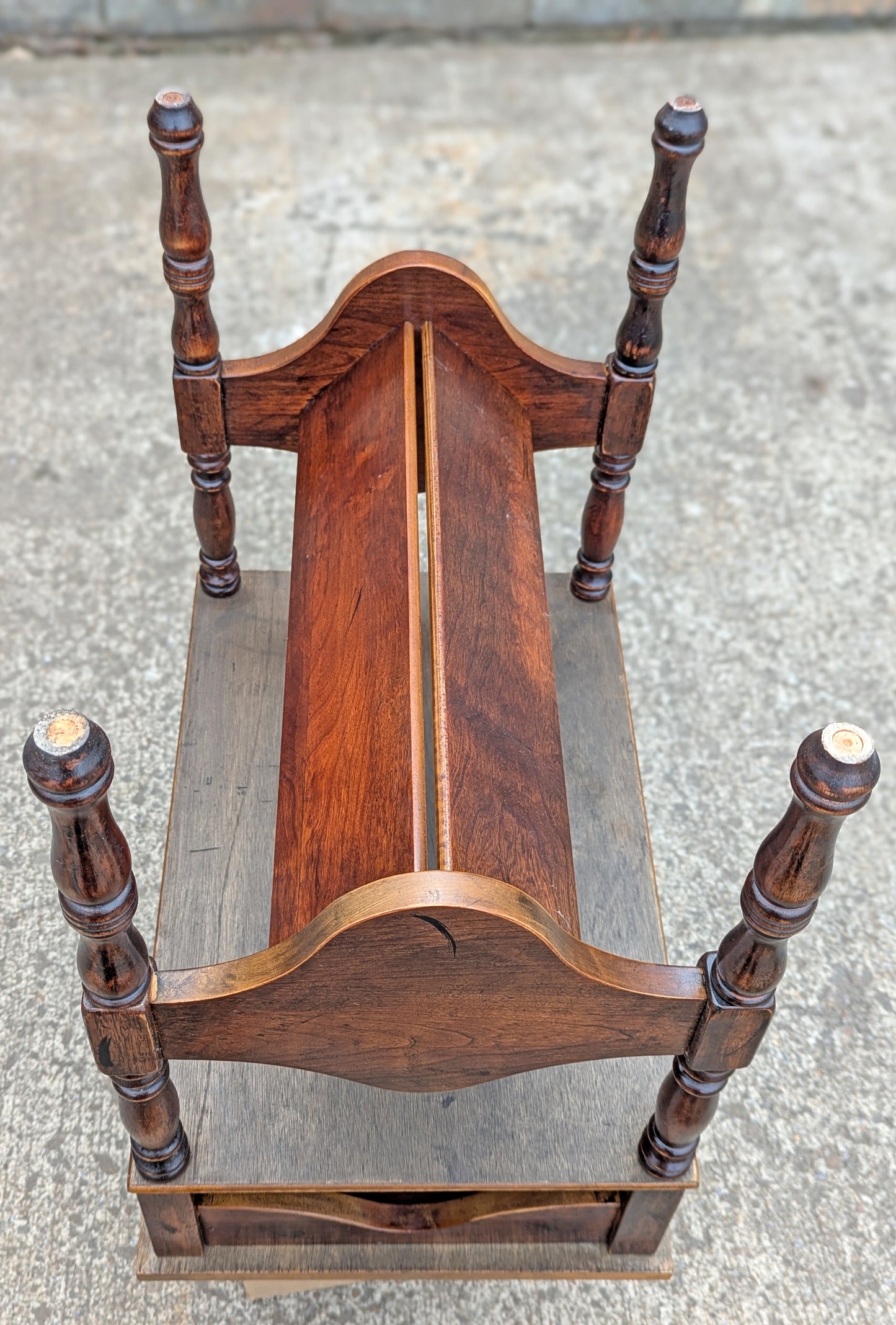 Vintage Antique Old Reclaimed Salvaged 3 Tier Solid Hardwood Wood Wooden Side End Accent Table Lamp Plant Stand Nightstand Newspaper Shelf