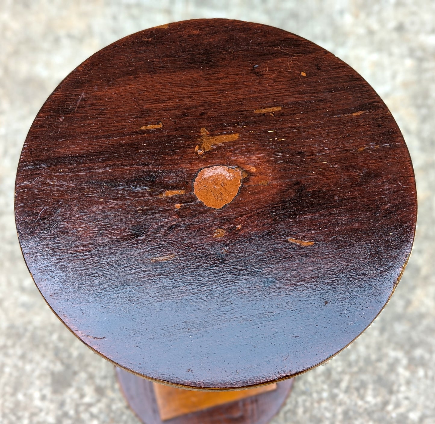 Vintage Antique Old Reclaimed Salvaged Handmade SOLID Mahogany Circular Wood Wooden Lamp Plant End Side Hall Table Stand Shelf