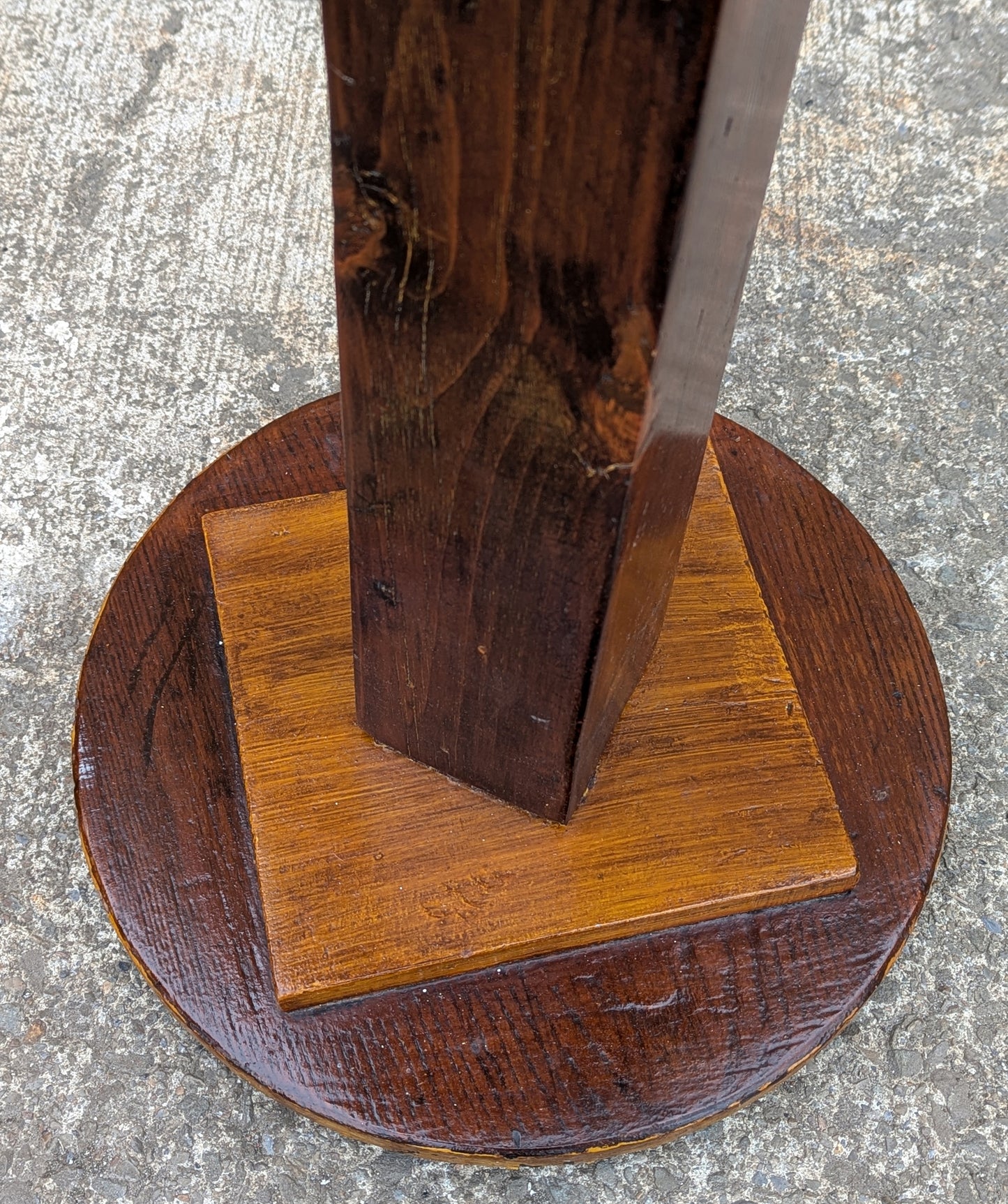 Vintage Antique Old Reclaimed Salvaged Handmade SOLID Mahogany Circular Wood Wooden Lamp Plant End Side Hall Table Stand Shelf