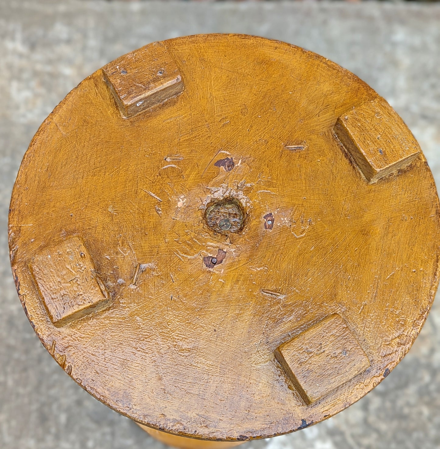 Vintage Antique Old Reclaimed Salvaged Handmade SOLID Mahogany Circular Wood Wooden Lamp Plant End Side Hall Table Stand Shelf