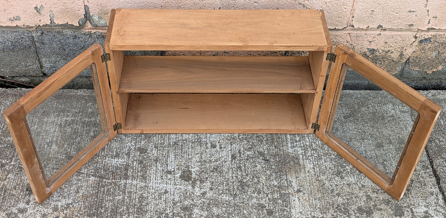 Vintage Antique Old Handmade Reclaimed Salvaged SOLID Wood Wooden Wall Mounted Hanging Cabinet Door Window Shelf Cupboard Holder Glass