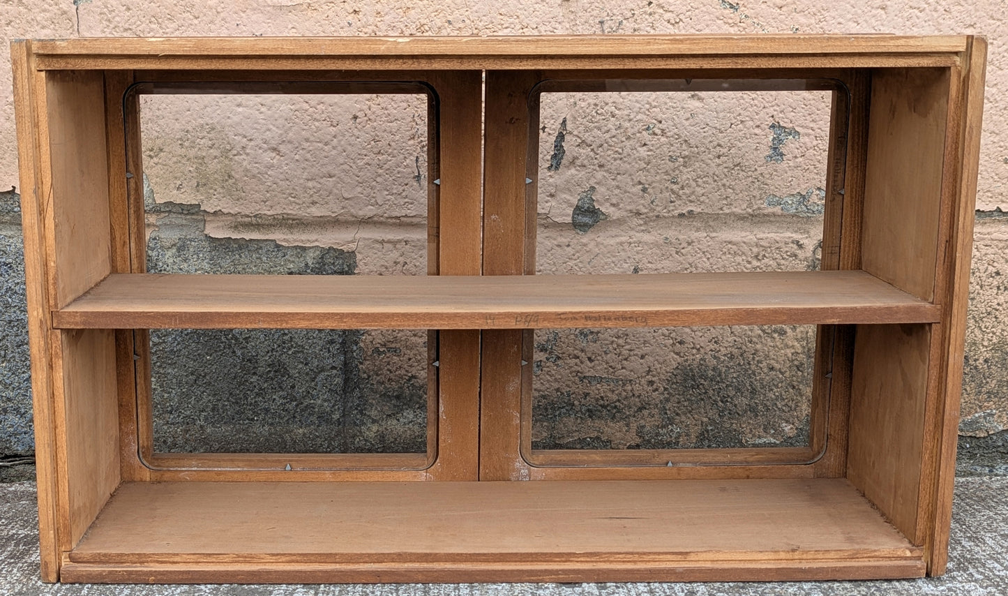 Vintage Antique Old Handmade Reclaimed Salvaged SOLID Wood Wooden Wall Mounted Hanging Cabinet Door Window Shelf Cupboard Holder Glass