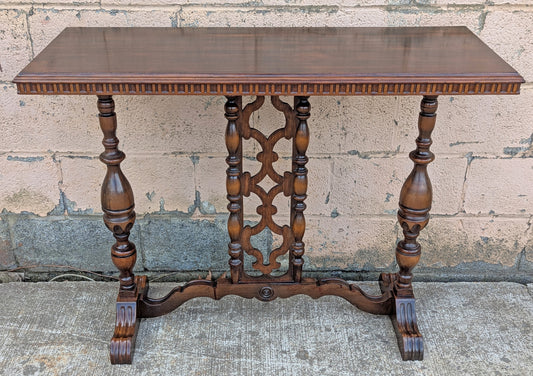 Antique Vintage Old Reclaimed Salvaged SOLID Carved Walnut Wood Wooden Neo-Classical Side End Hall Accent Foyer Sofa Lamp Table Stand