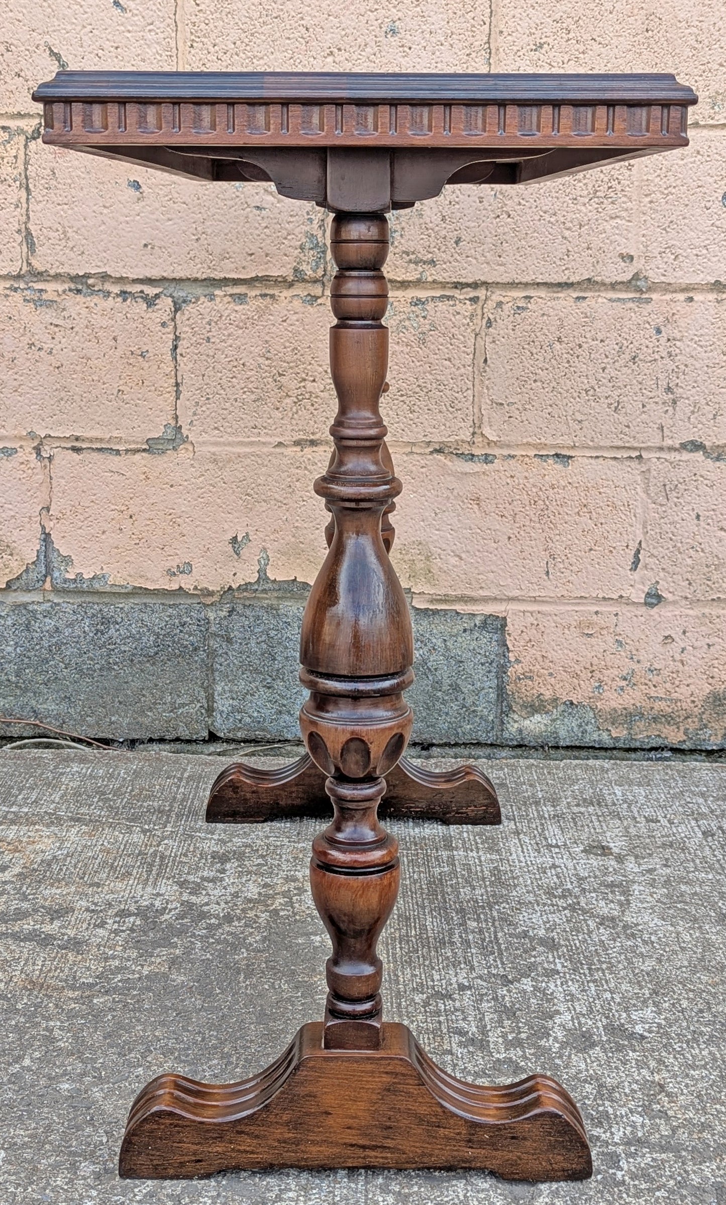 Antique Vintage Old Reclaimed Salvaged SOLID Carved Walnut Wood Wooden Neo-Classical Side End Hall Accent Foyer Sofa Lamp Table Stand