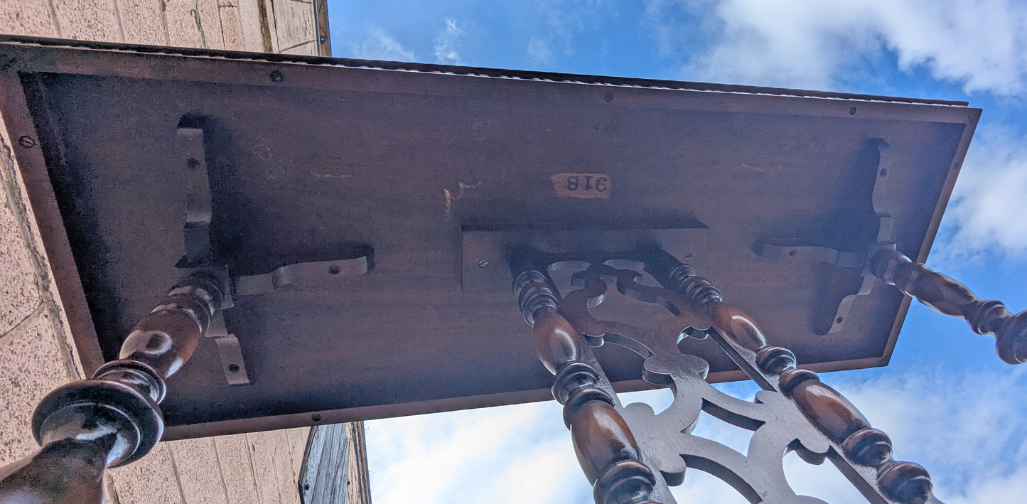 Antique Vintage Old Reclaimed Salvaged SOLID Carved Walnut Wood Wooden Neo-Classical Side End Hall Accent Foyer Sofa Lamp Table Stand