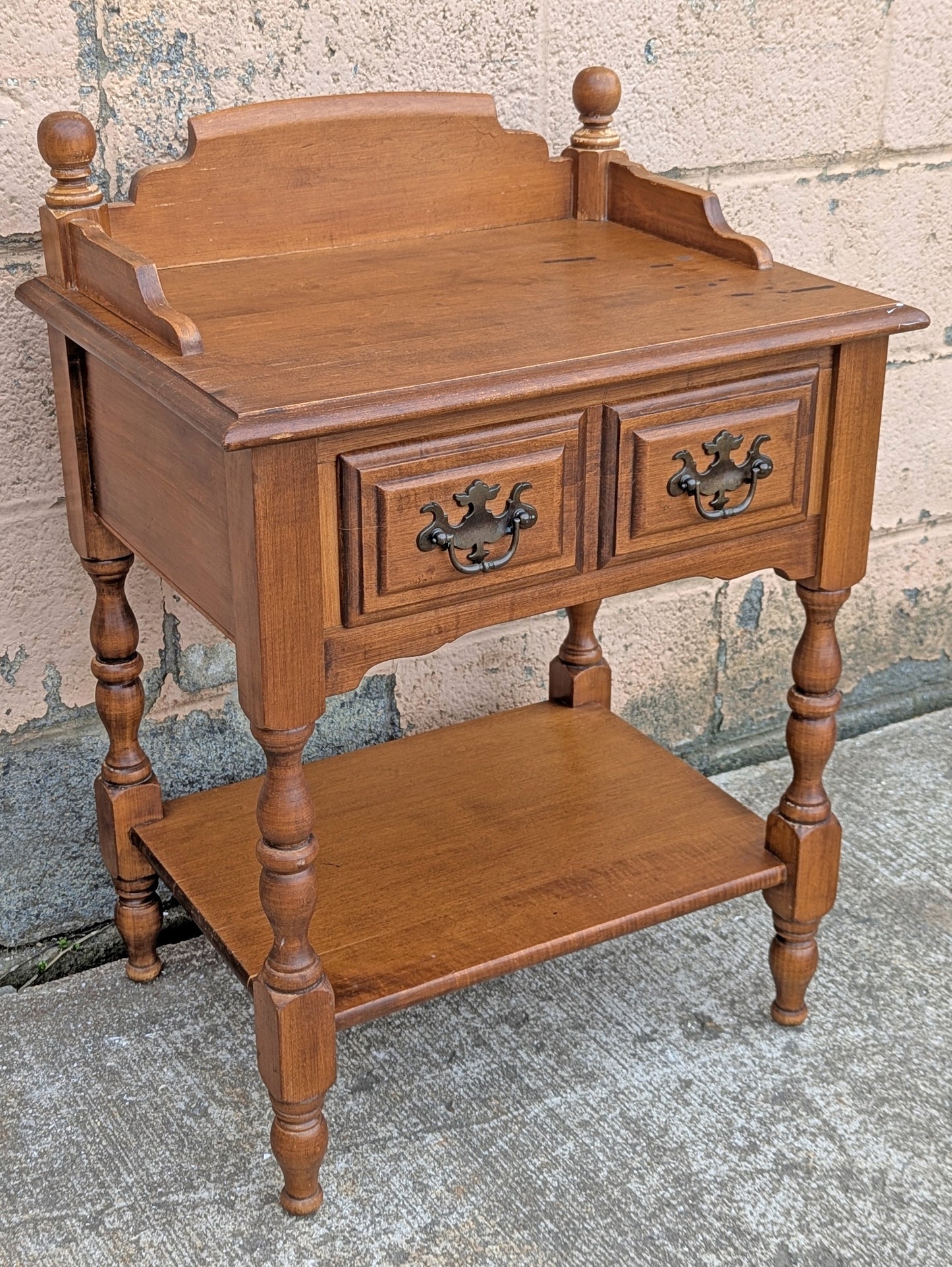 Vintage Antique Old Reclaimed Salvaged Heywood Wakefield SOLID Maple Wood Wooden Side End Hall Table Night Stand Shelf Drawer Writing Desk