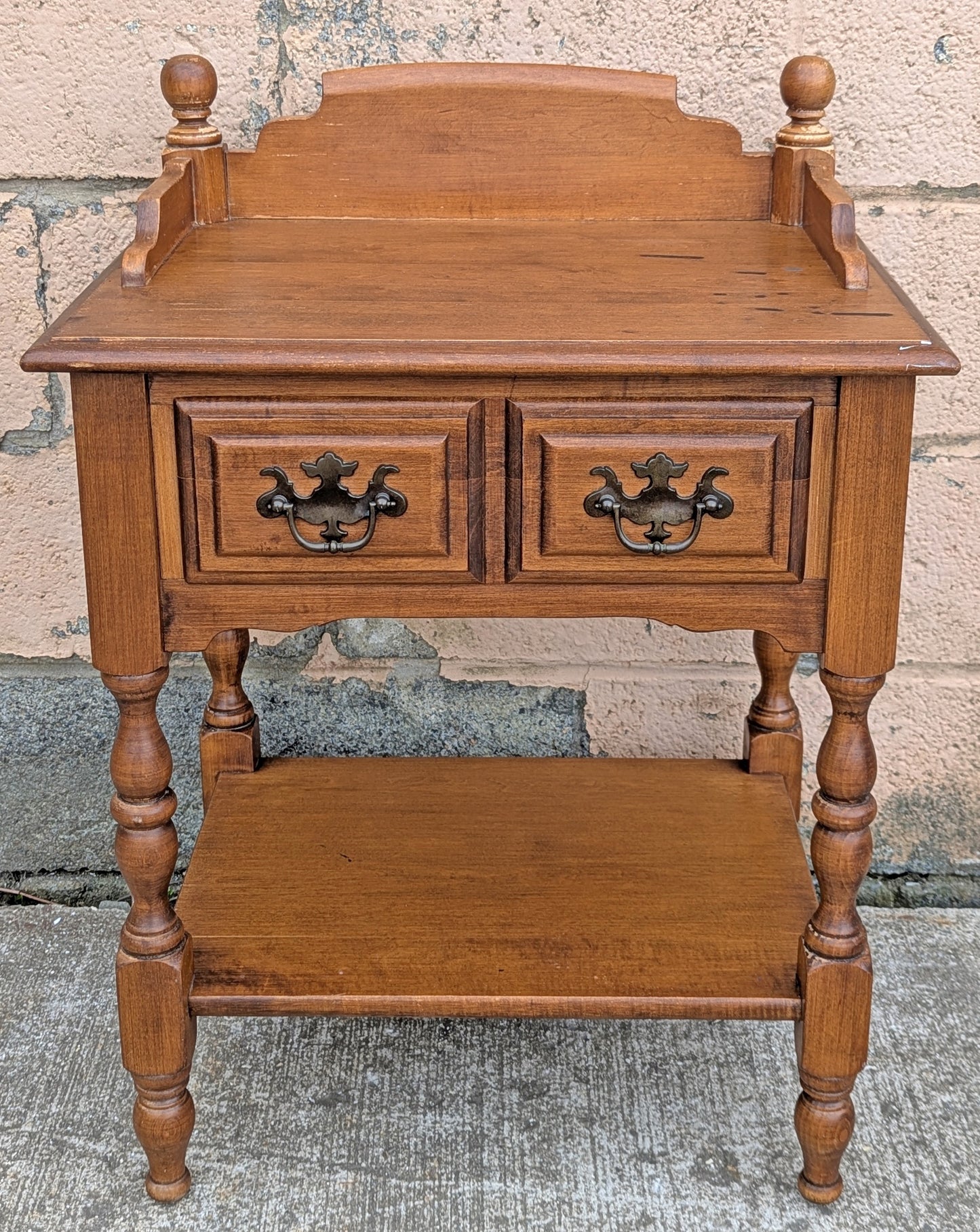 Vintage Antique Old Reclaimed Salvaged Heywood Wakefield SOLID Maple Wood Wooden Side End Hall Table Night Stand Shelf Drawer Writing Desk