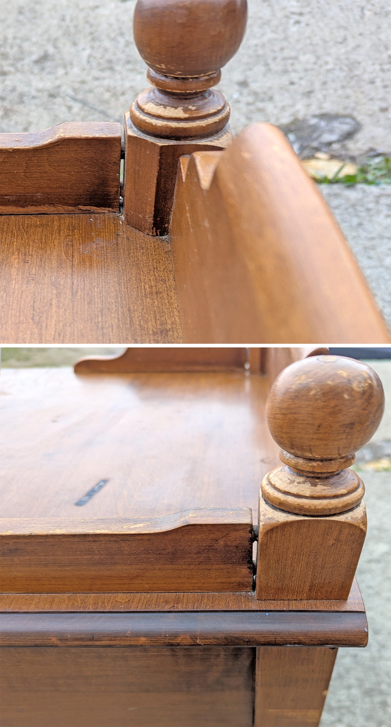 Vintage Antique Old Reclaimed Salvaged Heywood Wakefield SOLID Maple Wood Wooden Side End Hall Table Night Stand Shelf Drawer Writing Desk