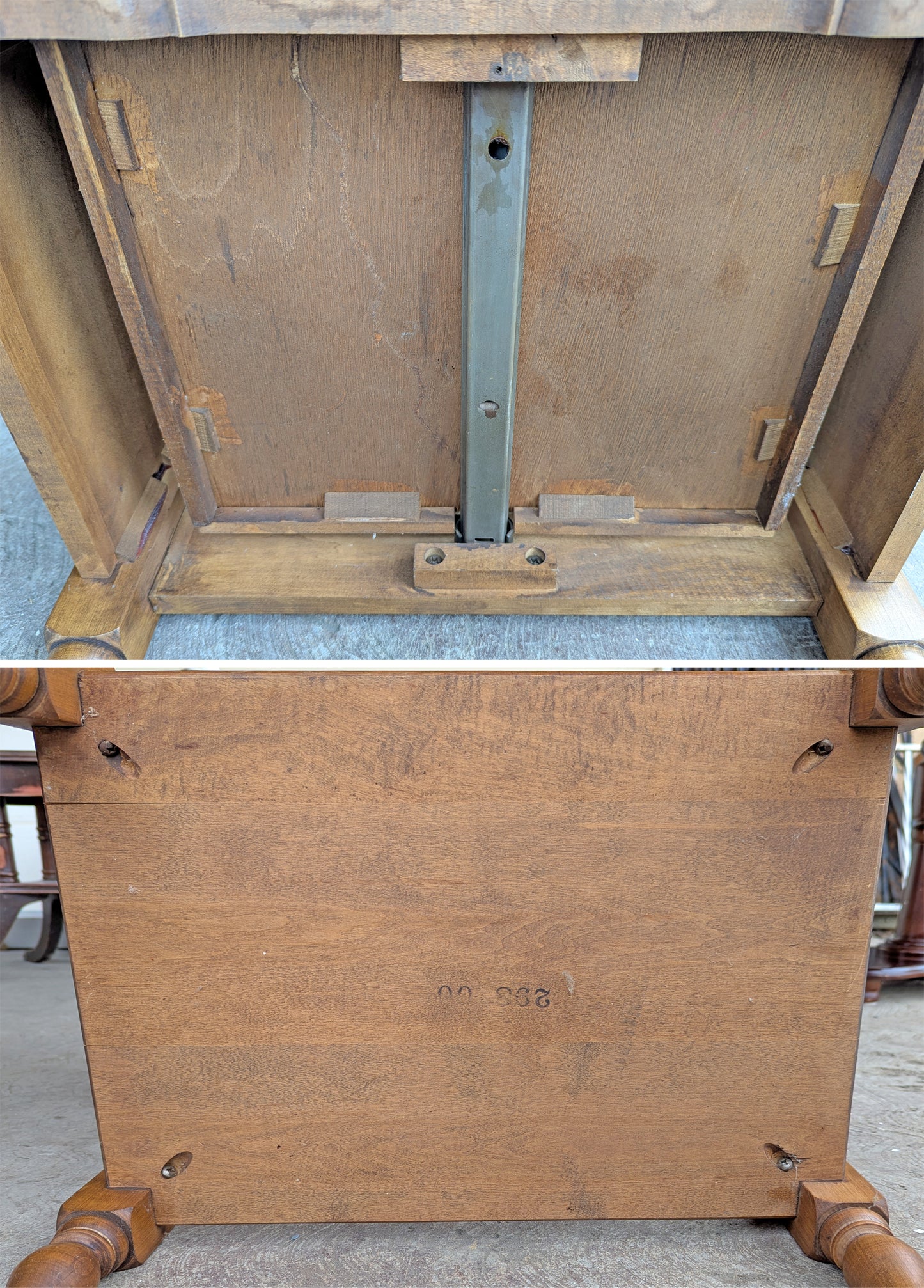 Vintage Antique Old Reclaimed Salvaged Heywood Wakefield SOLID Maple Wood Wooden Side End Hall Table Night Stand Shelf Drawer Writing Desk