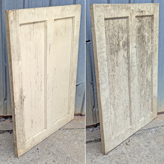 Pair 47"x33" Antique Vintage Old Reclaimed Salvaged SOLID Wood Wooden Cabinet Pantry Door 2 Raised Panels