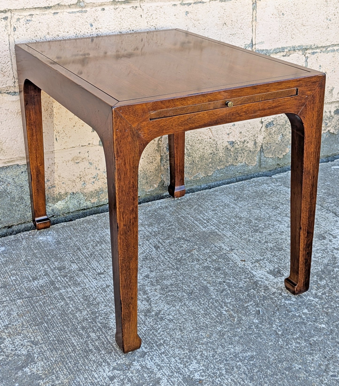 Vintage Antique Old Reclaimed Salvaged Henredon SOLID Mahogany Wood Wooden Side End Hall Table Night Stand Shelf Drawer