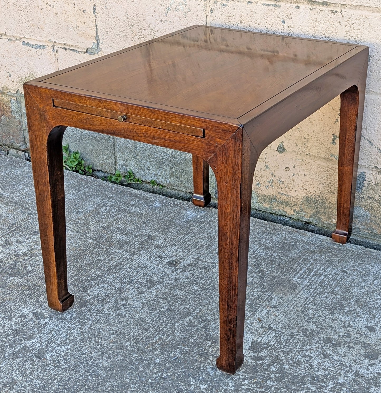 Vintage Antique Old Reclaimed Salvaged Henredon SOLID Mahogany Wood Wooden Side End Hall Table Night Stand Shelf Drawer