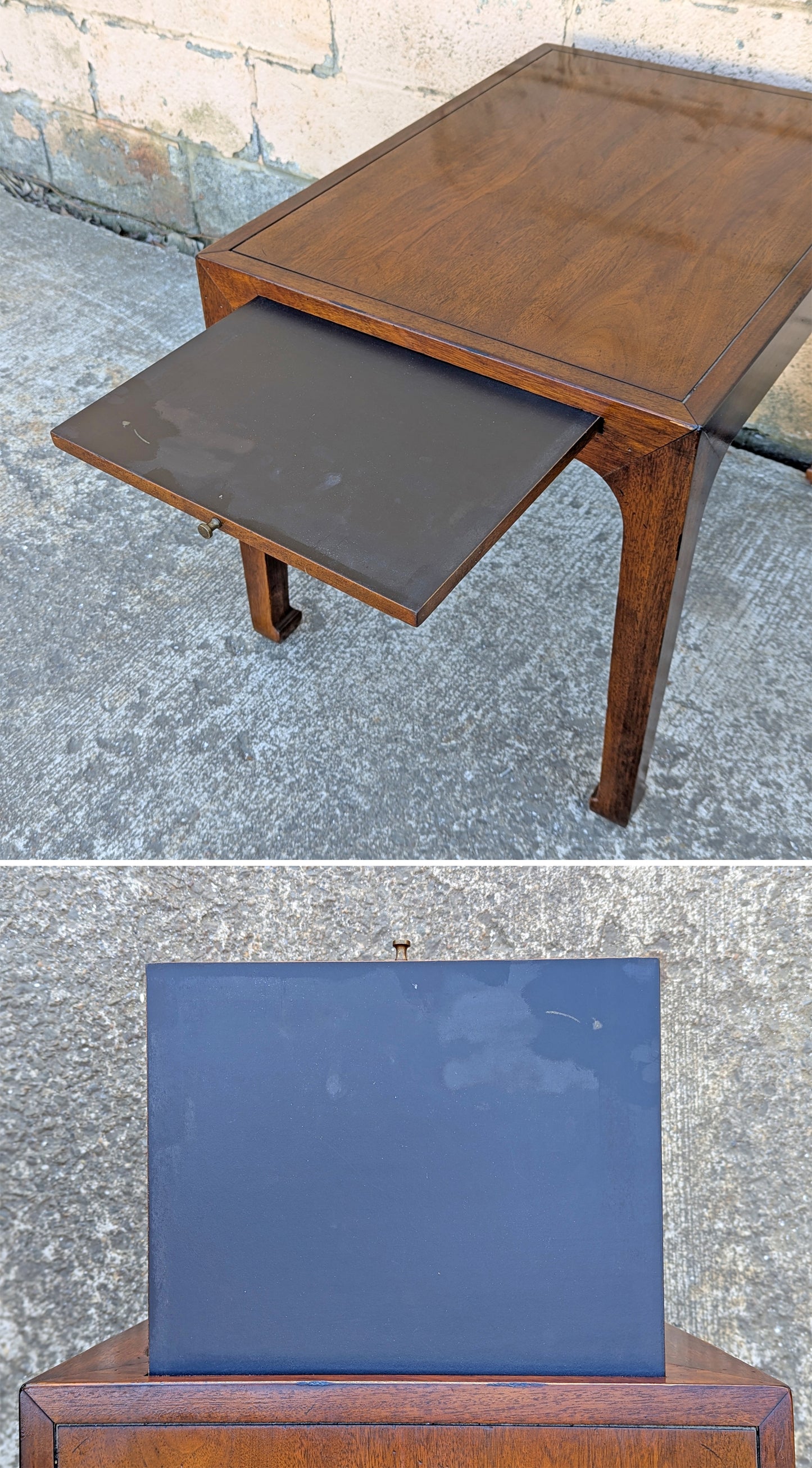 Vintage Antique Old Reclaimed Salvaged Henredon SOLID Mahogany Wood Wooden Side End Hall Table Night Stand Shelf Drawer